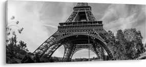 Tablou - Turnul Eiffel, alb-negru (120x50 cm)