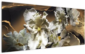 Tablou - Flori de orhidee pe fundal de marmură (120x50 cm)