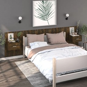 816953 vidaXL Noptiere de perete, 2 buc., stejar fumuriu