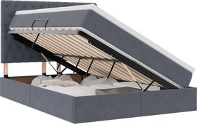 vidaXL Pat cu saltea și LED cu saltea Gri închis 140 x 190 cm Catifea