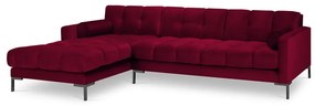 Colțar din catifea cu extensie pe partea stângă Cosmopolitan Design Bali, roșu