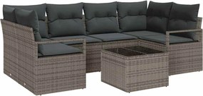 vidaXL Set de canapele pentru grădină cu pernă cu depozitare 7 pcs Gri