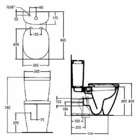 Vas WC stativ 36x66 cm Ideal Standard Connect, E803701