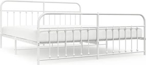 vidaXL Cadru de pat metalic cu tăblie, alb, 200x200 cm