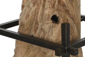 Lampadar din lemn de tec lucrat manual, natur, cu picior sculptat și raft din metal negru, finisaj natural, 200 x 75 x 75 cm, „Valencay”