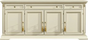 Comodă lemn masiv crem Victoria Patinat, 202 × 50 × 90 cm