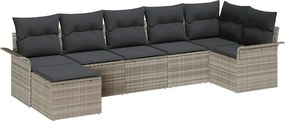 vidaXL Set de canapele pentru grădină 7 pcs Gri deschis Rattan poli