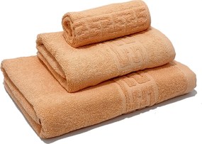 Set 3 prosoape de baie 70x130 cm, 50x90 cm, 30x50 cm, bumbac, portocaliu