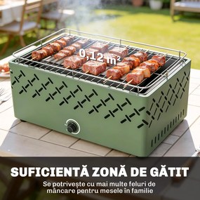 Outsunny Grătar Portabil pe Cărbune cu Ventilator Integrat pentru Exterior, Verde Deschis | Aosom Romania