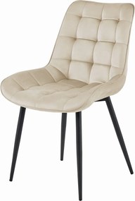OFERTA Scaun din catifea bej BERA cu picioare negre II. calitate