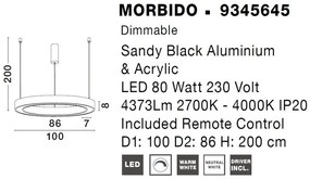 Pendul LED dimabil design modern MORBIDO negru 100cm