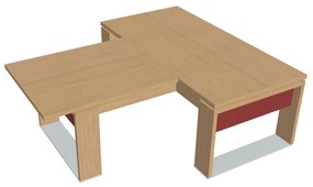 Masă Verno+ S 200 x 220 cm, cu extensie, stejar deschis / roșu