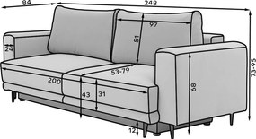 Canapea verde extensibilă/cu spațiu de depozitare cu tapițerie din catifea 260 cm Dalia – ELTAP