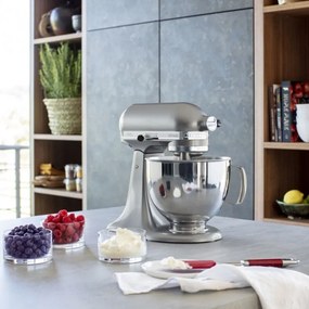 Mixer planetar KitchenAid Artisan Elegance 5KSM125ECU Contour Silver, 300 W, 4,8 l, Transmisie directa, 10 viteze, Argintiu metalizat