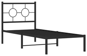 376216 vidaXL Cadru de pat metalic cu tăblie, negru, 75x190 cm