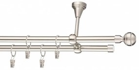 Galerie metal 16/16 mm europa  complet  dubla, consola tavan, otel-inox-optic - consola standard, 300 cm, capete bruxelles