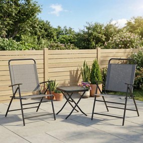 Outsunny Set Mobilier de Grădină din 3 Piese cu Scaune cu Spătar Reglabil și Masă, 64x70x87 cm, Gri | Aosom Romania
