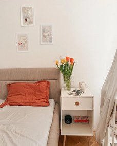 Noptiera cu 1 sertar Culoare Alba, PRIMO