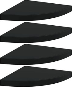 vidaXL Rafturi colțar de perete, 4 buc., negru, 35 x 35 x 3,8 cm, MDF