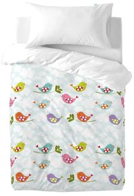 Husă pilotă și pernă din bumbac pentru copii , Mr. Fox Little Birds 100 x 120 cm