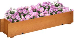 Outsunny Jardinieră dreptunghiulară din lemn pentru grădină, de suspendat, cu 2 cârlige 91 x 18 x 16,5 cm maro | Aosom Romania