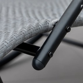 Outsunny Șezlong cu design contemporan, rocking chair ergonomic cu tetieră detasabilă, brațe și suport pentru picioare, acoperire textilen | Aosom Romania
