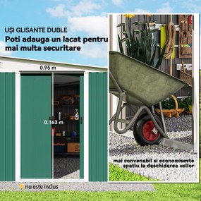 Outsunny Magazie de Gradina cu Ușa Glisantă si Orificii de Aerisire, din Oțel Galvanizat, 345x280,5x169-201cm, Negru | Aosom Romania