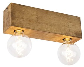 Spot de tavan rustic din lemn vintage cu 2 lumini - Bloc