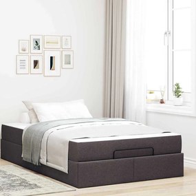 vidaXL Cadru de pat cu saltea Maro închis 120 x 200 cm țesătură