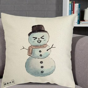 Perna Decorativa Om de Zapada Kawaii Haios, 40x40 cm, Ecru, Husa Detasabila, Perna Inclusa, BEKZ®