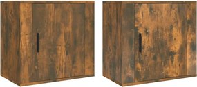 vidaXL Noptiere de perete, 2 buc., stejar fumuriu, 50x30x47 cm