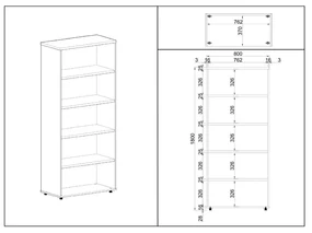 Dulap înalt SimpleOffice 80 x 40 x 180 cm, mesteacăn