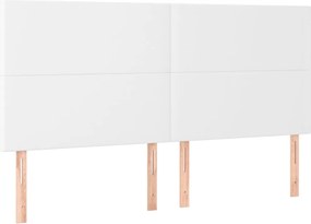 vidaXL Tăblie de pat albă 160x5x118/128 cm piele ecologică