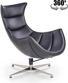 Fotoliu birou LUXOR, negru/crom, piele ecologica/metal, 86x84x96 cm