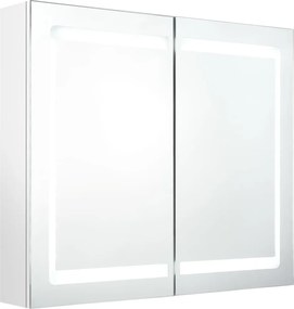 vidaXL Dulap de baie cu oglindă și LED, alb strălucitor, 80x12x68 cm