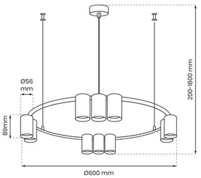 Lustră pe cablu GENESIS 10xGU10/8W/230V alb