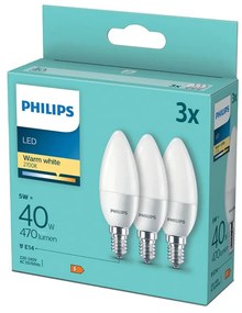 SET 3x Bec LED Philips B35 E14/5W/230V 2700K
