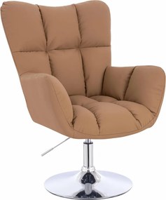 HR650N Scaun Caramel Piele Ecologica Premium Soft cu Bază Cromata