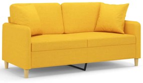 3153142 vidaXL Canapea 2 locuri cu perne&pernuțe galben deschis 140 cm textil