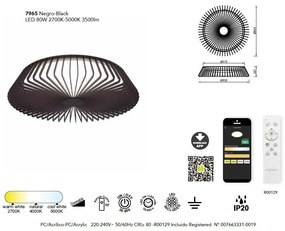 Plafoniera LED Smart dimabila cu telecomanda HIMALAYA 80W lemn