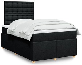 vidaXL Pat box spring cu saltea, negru, 120x190 cm, catifea
