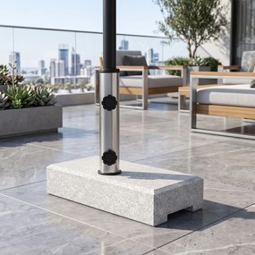 Outsunny Baza Umbrelă Gradină 25kg Granit Oțel Inoxidabil pentru Stâlpi Ø32-48mm | Aosom Romania