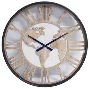 Ceas de perete din lemn Harta Lumii 60 cm