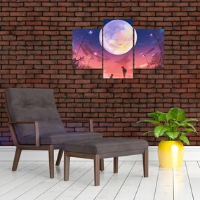 Tablou - Femeie și câine pe lună plină (90x60 cm)