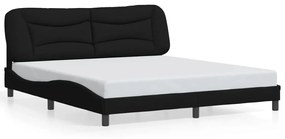 3213720 vidaXL Cadru de pat cu lumini LED, negru, 180x200 cm, textil