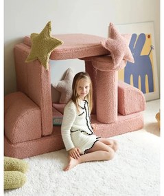 Pernă decorativă pentru copii roz cu tapițerie din țesătură bouclé Star – Wigiwama