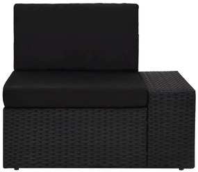 Set mobilier de gradina cu perne, 10 piese, negru, poliratan 5x colt + 4x mijloc + masa, 1