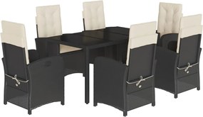 vidaXL Set mobilier de grădină cu perne, 7 piese, negru, poliratan