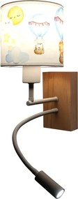 Brilagi - Lampă LED Flex. BOBO WOOD 1xE27/25W/230V + LED/3W stejar/alb/animăluțe