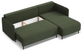 Colțar verde extensibil/cu spațiu de depozitare (cu colț pe partea dreaptă) Luana – Makamii